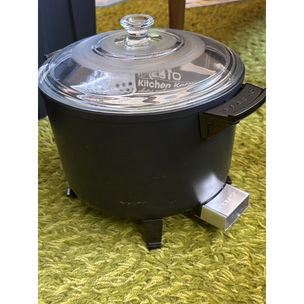 Presto Kitchen Kettle Electric Multi-Cooker Steamer Deep Fryer Black Glass Lid